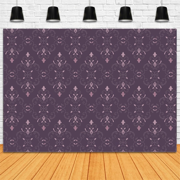 Damask Backdrops Regal Purple Baroque Pattern Backdrop BRP12-623