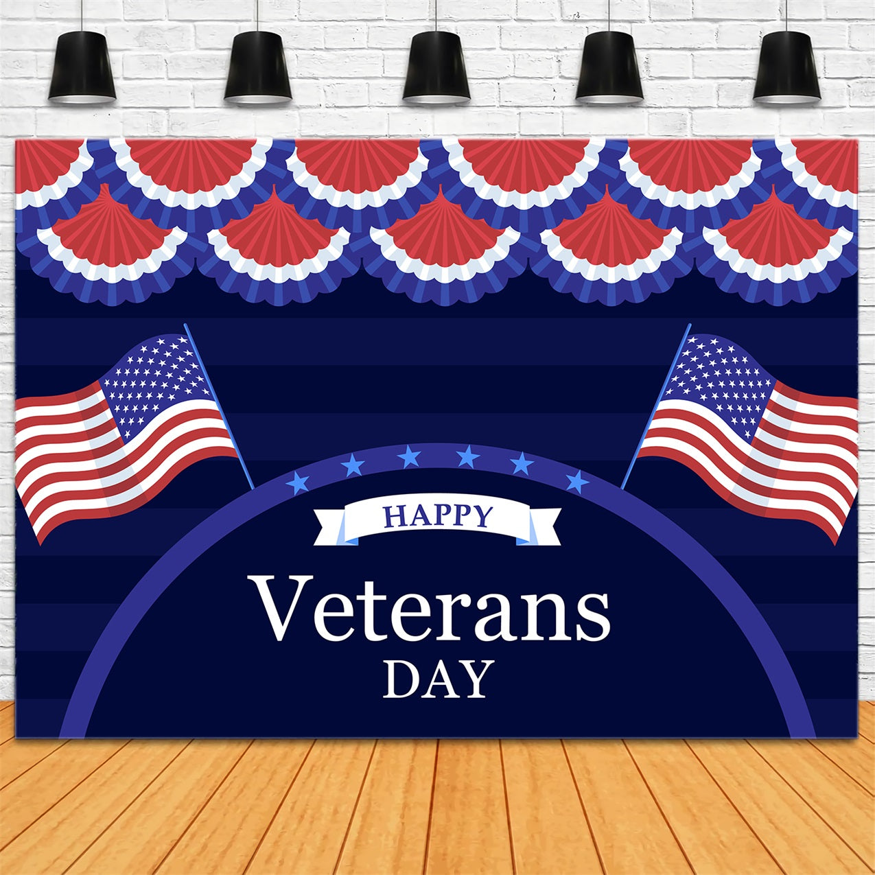 American Flag Backdrop Veterans Day Celebration Backdrop BRP12-679