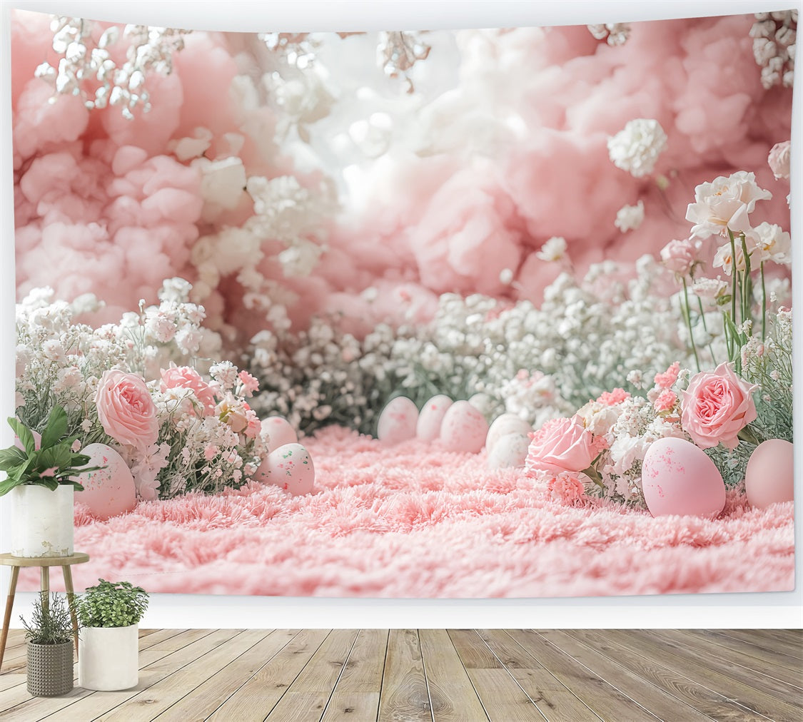 Easter Backdrop Pink Clouded Blossom Egg Backdrop BRP12-747
