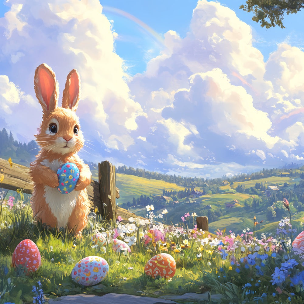 Photo Backdrops Easter Bunny Colorful Egg Meadow Backdrop BRP12-755