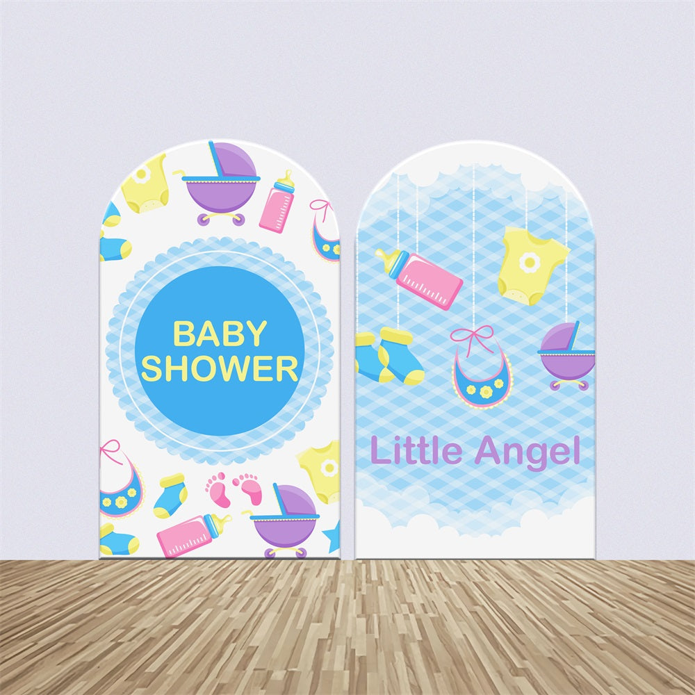 Custom Backdrop For Baby Shower Soft Blue Baby Party Backdrop Kit BRP2-193