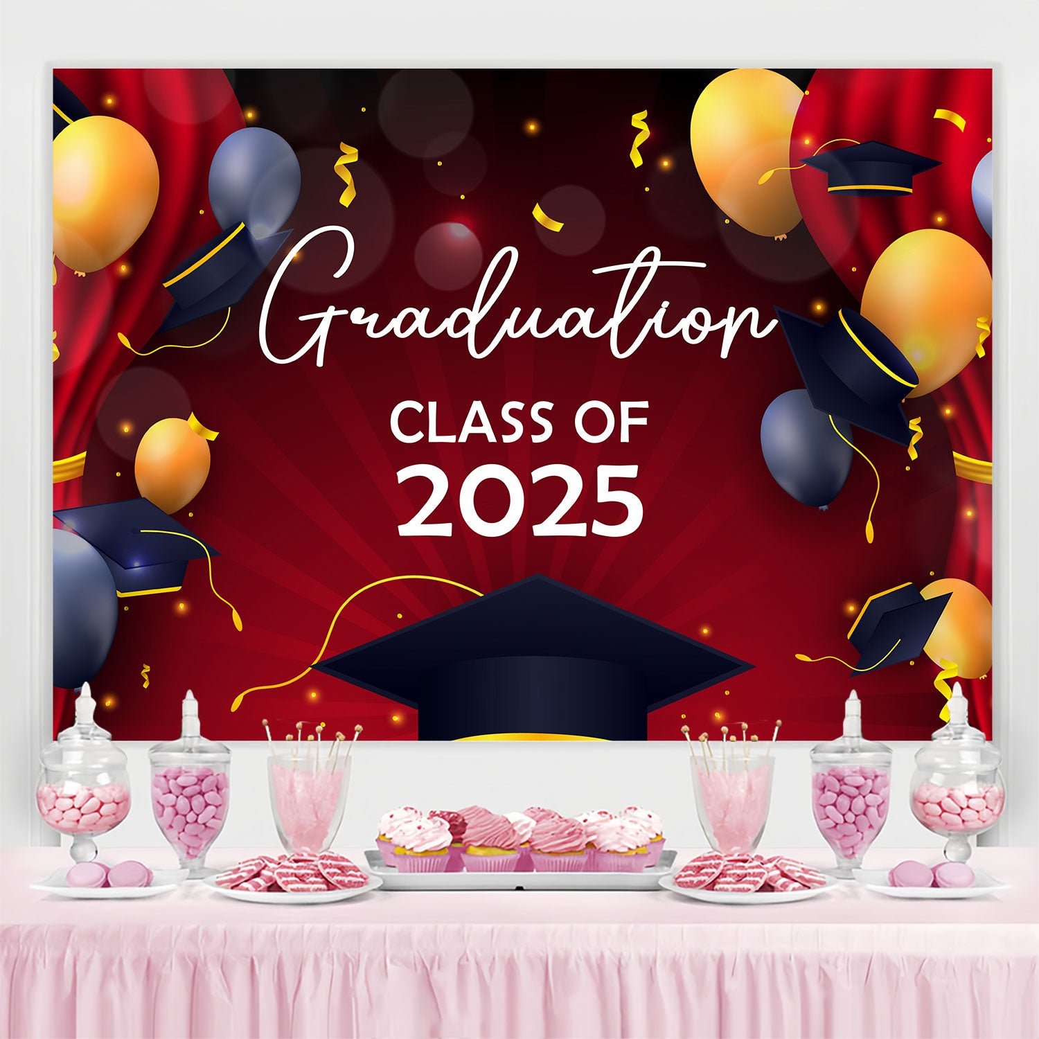 Graduation Backdrops Golden Balloon Elegant Graduation Party Backdrop BRP2-252