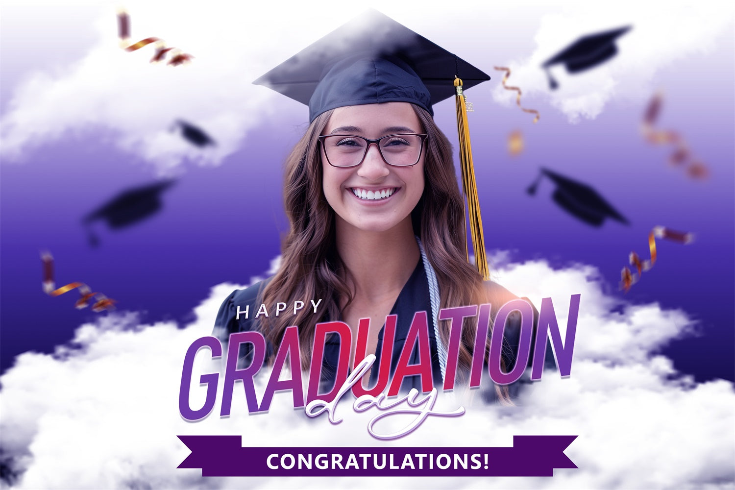 Customized Graduation Backdrop Purple Haze Graduation Party Backdrop BRP2-277