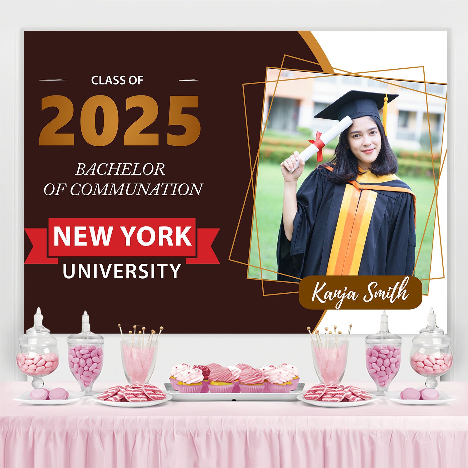 Custom Graduation Backdrop Communication Bachelor Graduation Party Backdrop BRP2-283