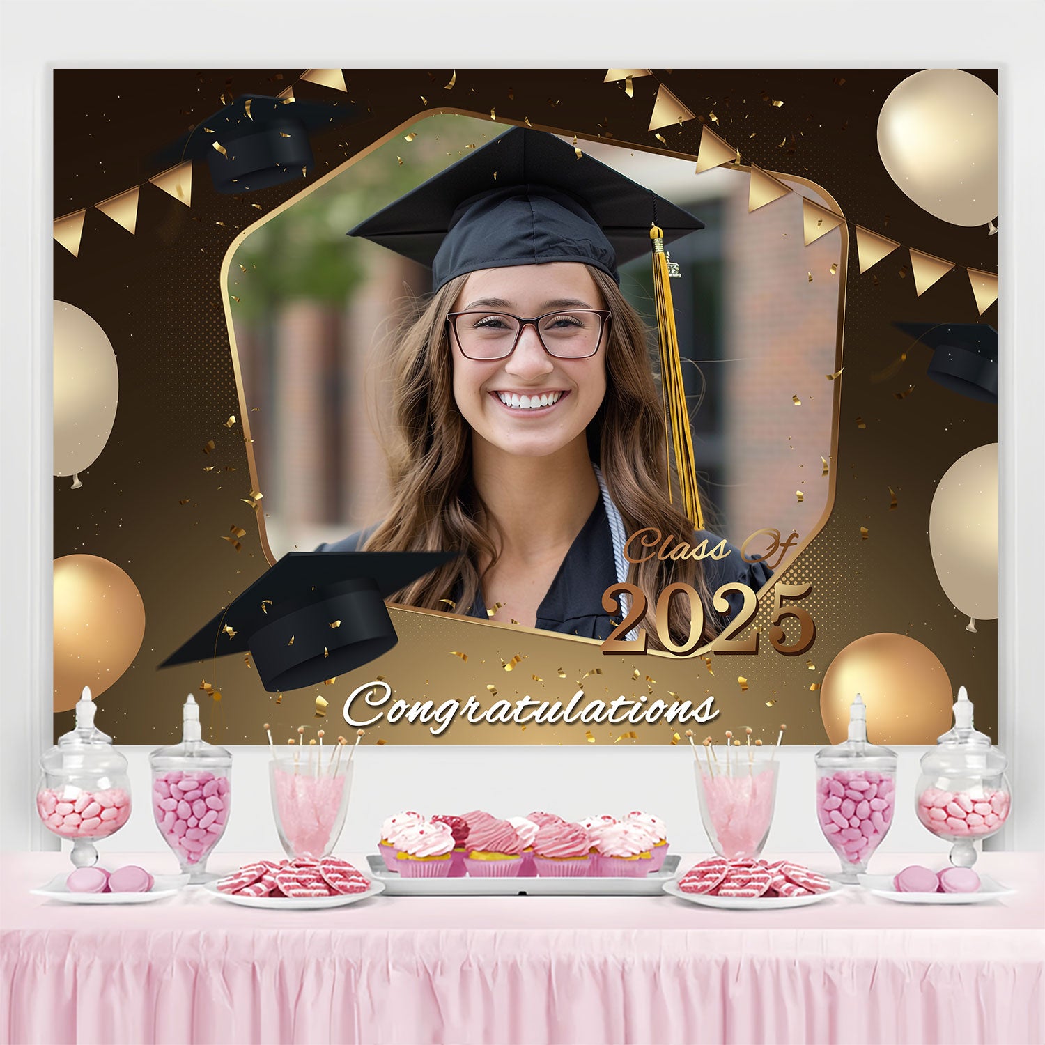 Custom Graduation Backdrop Celebratory Balloon Graduation Party Backdrop BRP2-285