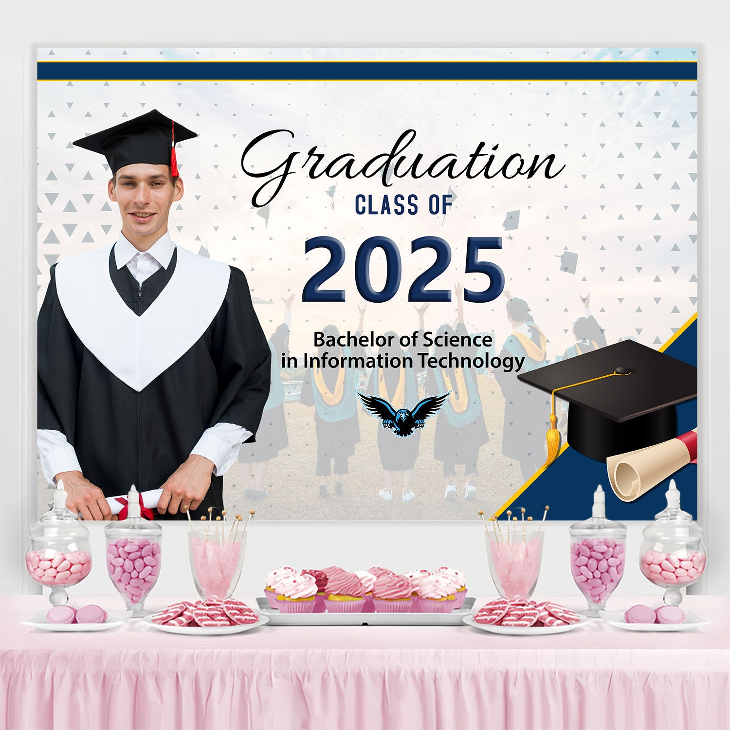 Custom Graduation Backdrop Information Technology Graduation Party Backdrop BRP2-288
