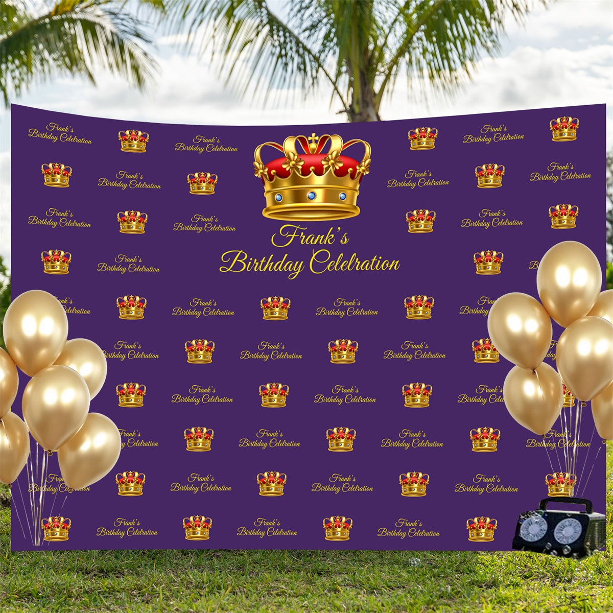 Customize Backdrop For Birthday Royal Purple Crown Backdrop BRP3-102