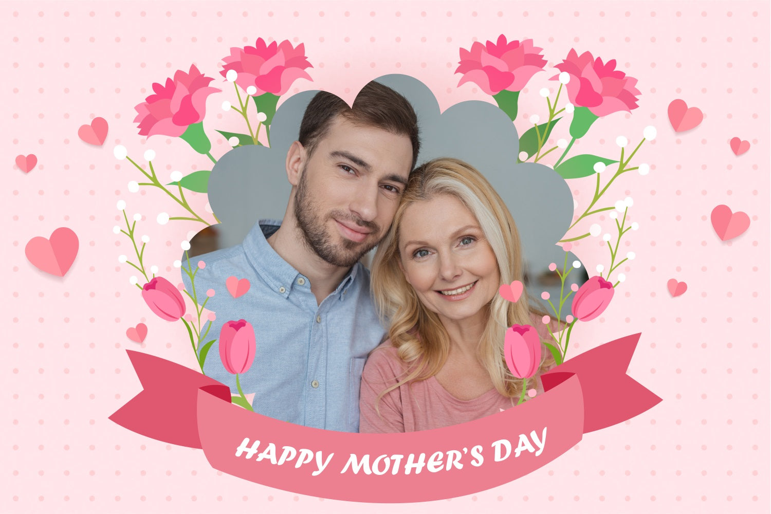 Happy Mother's Day Backdrop Gentle Love Flowers Personalised Backdrop BRP3-126