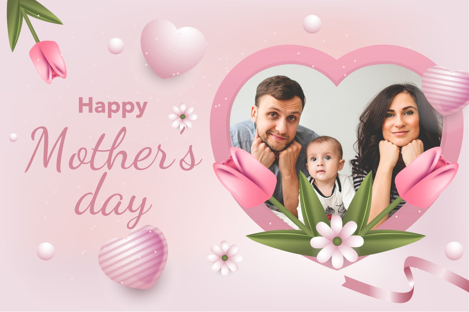 Backdrops For Mother's Day Heart Tulip Family Customized Backdrop BRP3-136