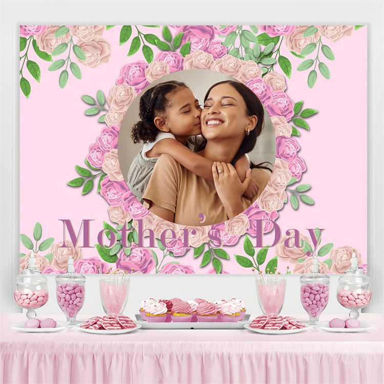 Mother's Day Photography Backdrops Pink Rose Frame Custom Backdrop BRP3-143