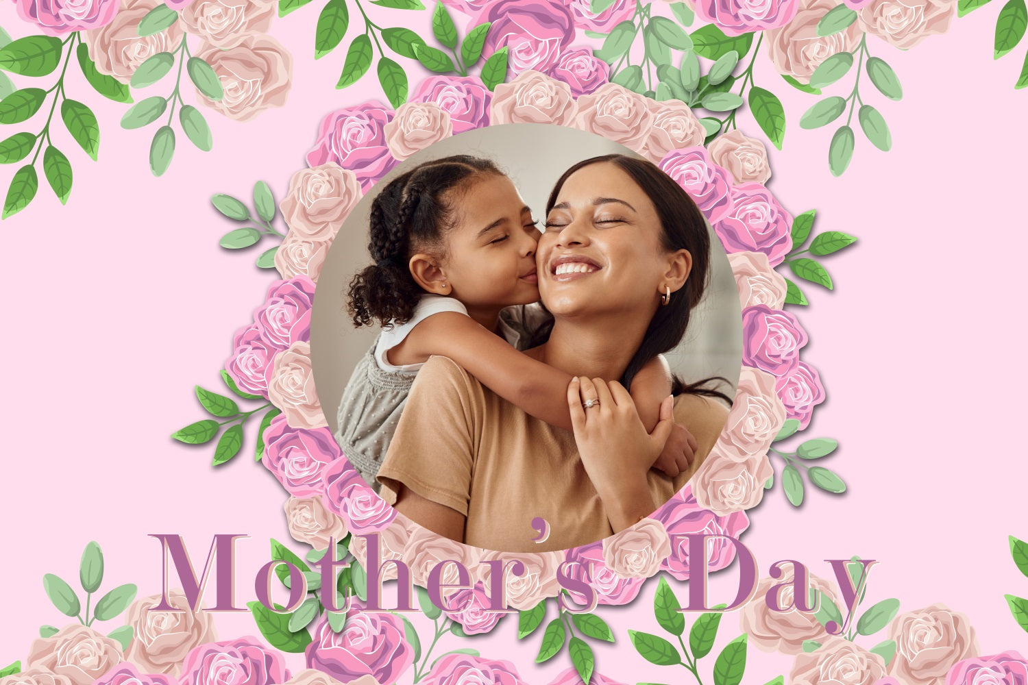 Mother's Day Photography Backdrops Pink Rose Frame Custom Backdrop BRP3-143