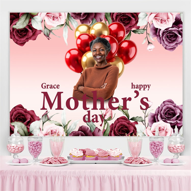 Backdrops For Mother's Day Bold Rose Balloons Customized Backdrop BRP3-150