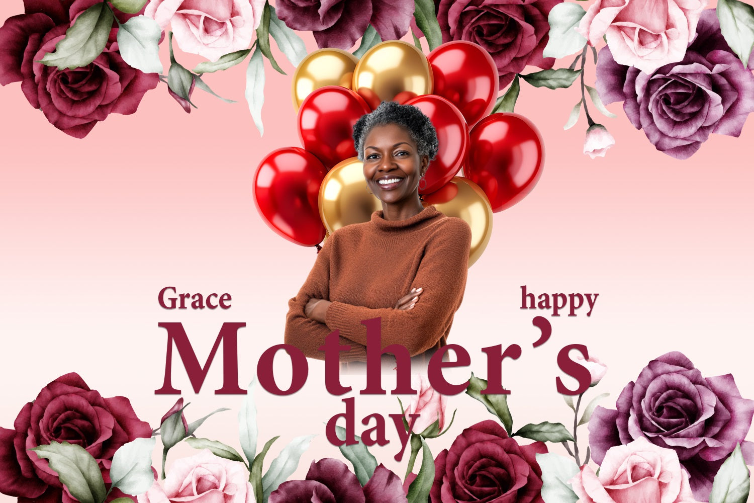 Backdrops For Mother's Day Bold Rose Balloons Customized Backdrop BRP3-150
