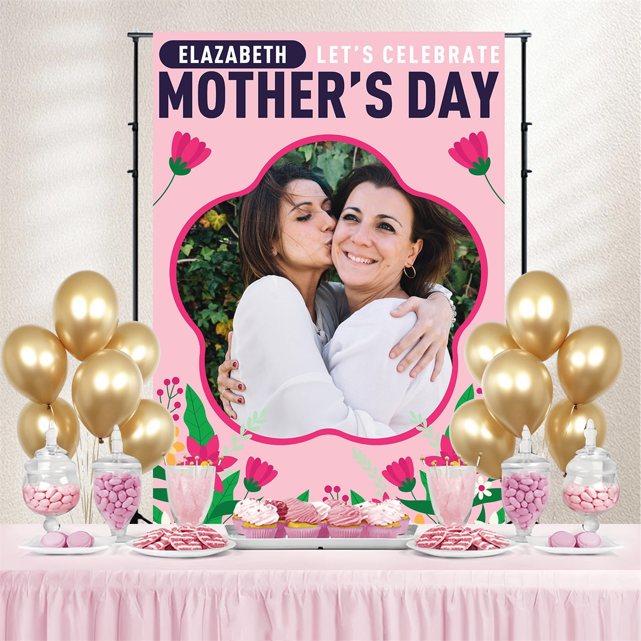 Mothers Day Photo Backdrops Colorful Flower Frame Custom Backdrop BRP3-152