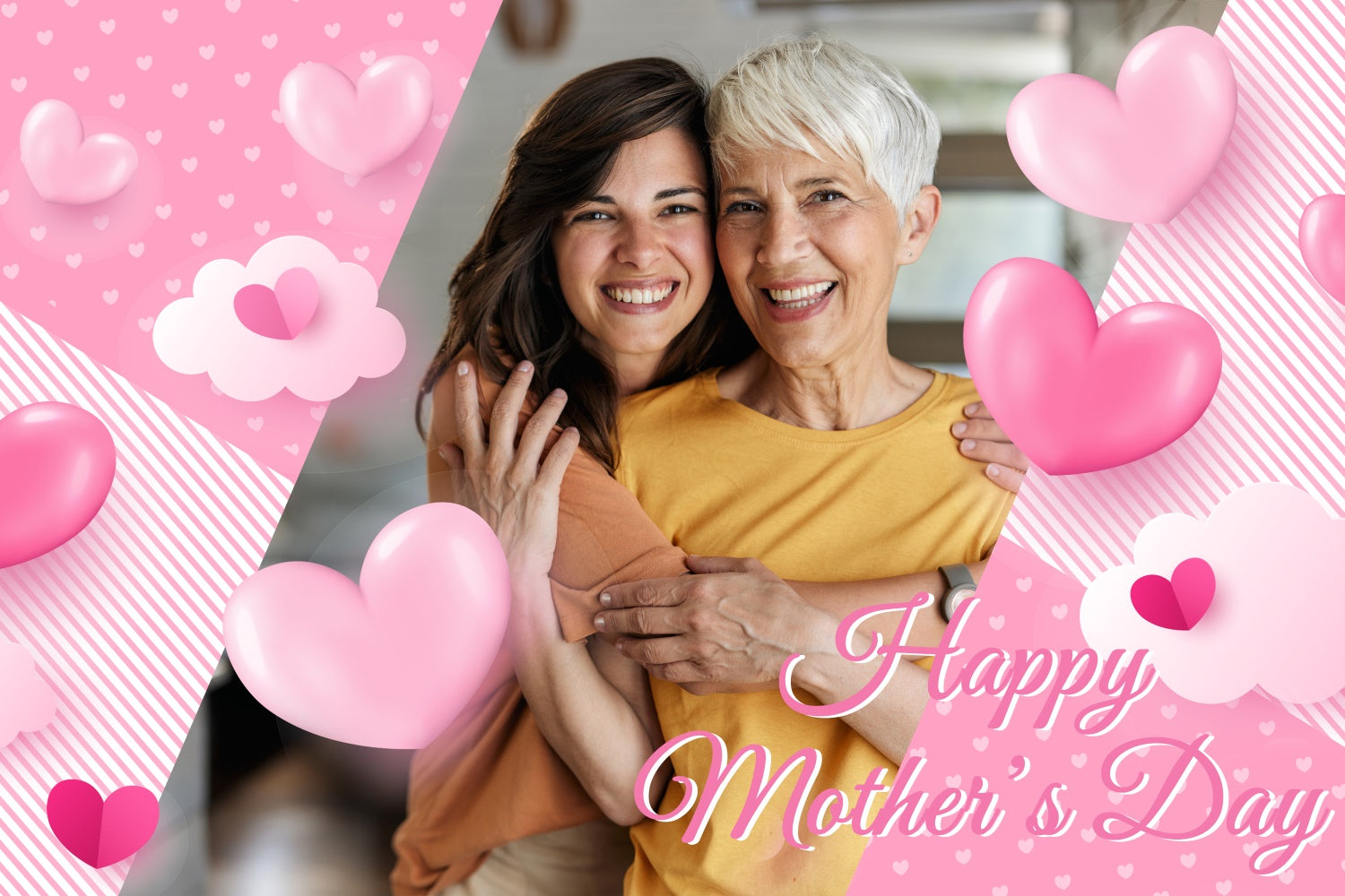 Backdrop For Mothers Day Striped Pink Heart Customized Backdrop BRP3-162