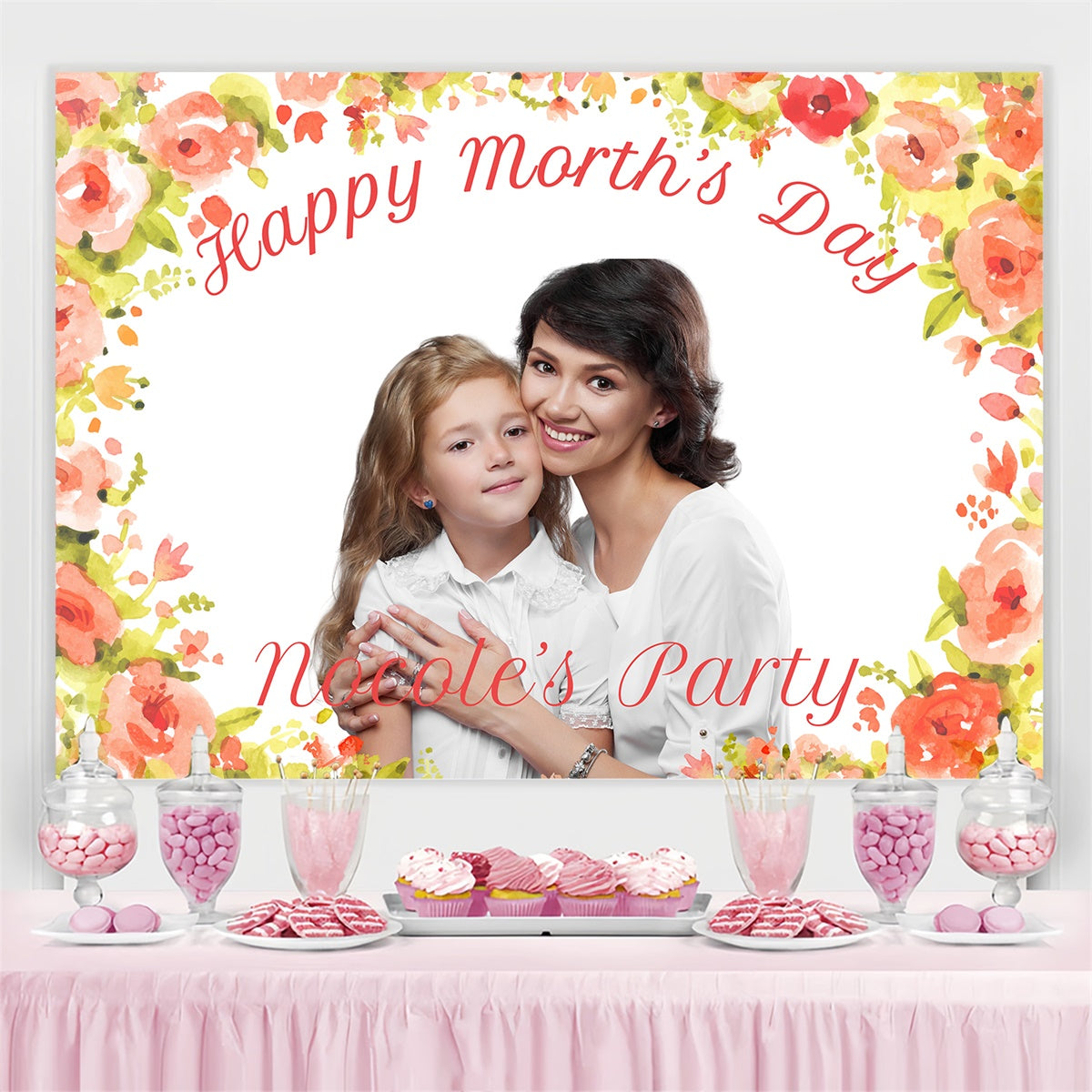 Mother's Day Backdrop Lovely Watercolor Floral Custom Backdrop BRP3-163