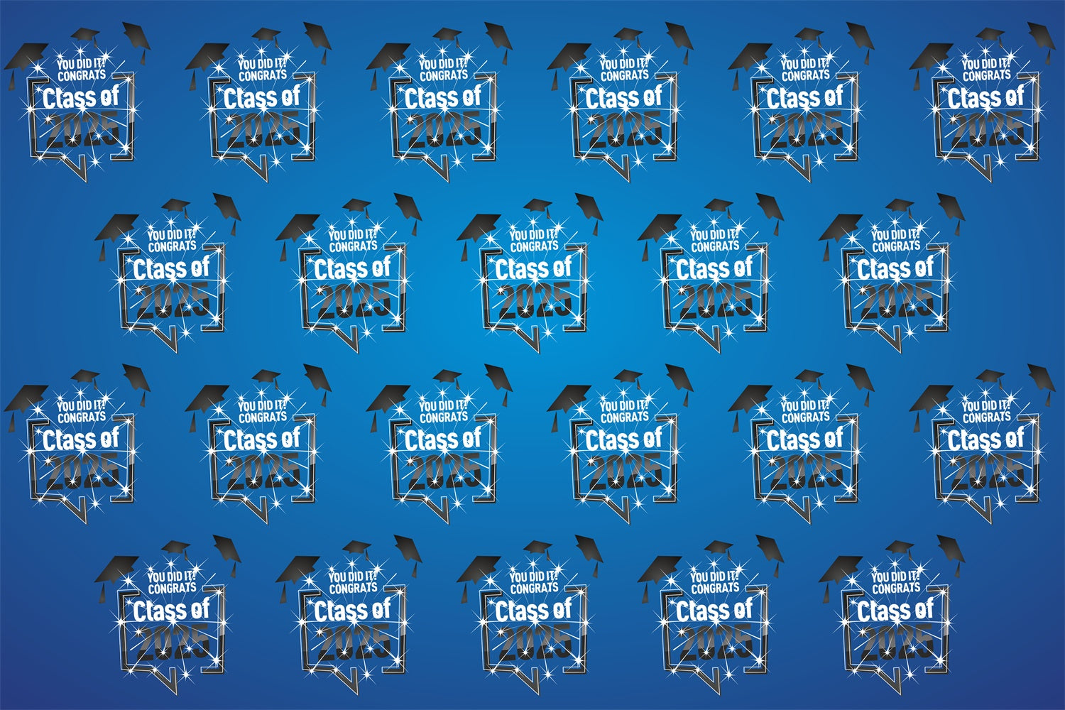 Custom Graduation Backdrop Dazzling Cap Blue Graduation Party Backdrop BRP3-17