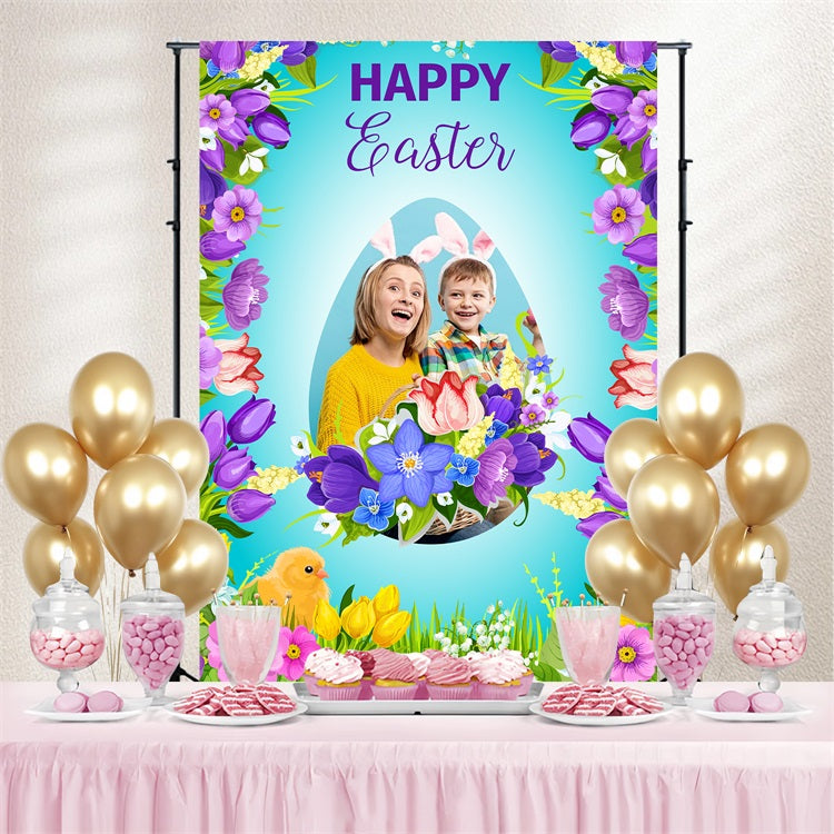Easter Photo Backdrops Spring Flowers Personalized Backdrop BRP3-176