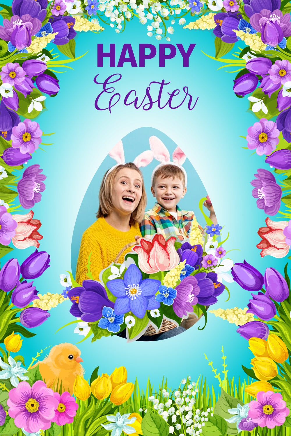 Easter Photo Backdrops Spring Flowers Personalized Backdrop BRP3-176