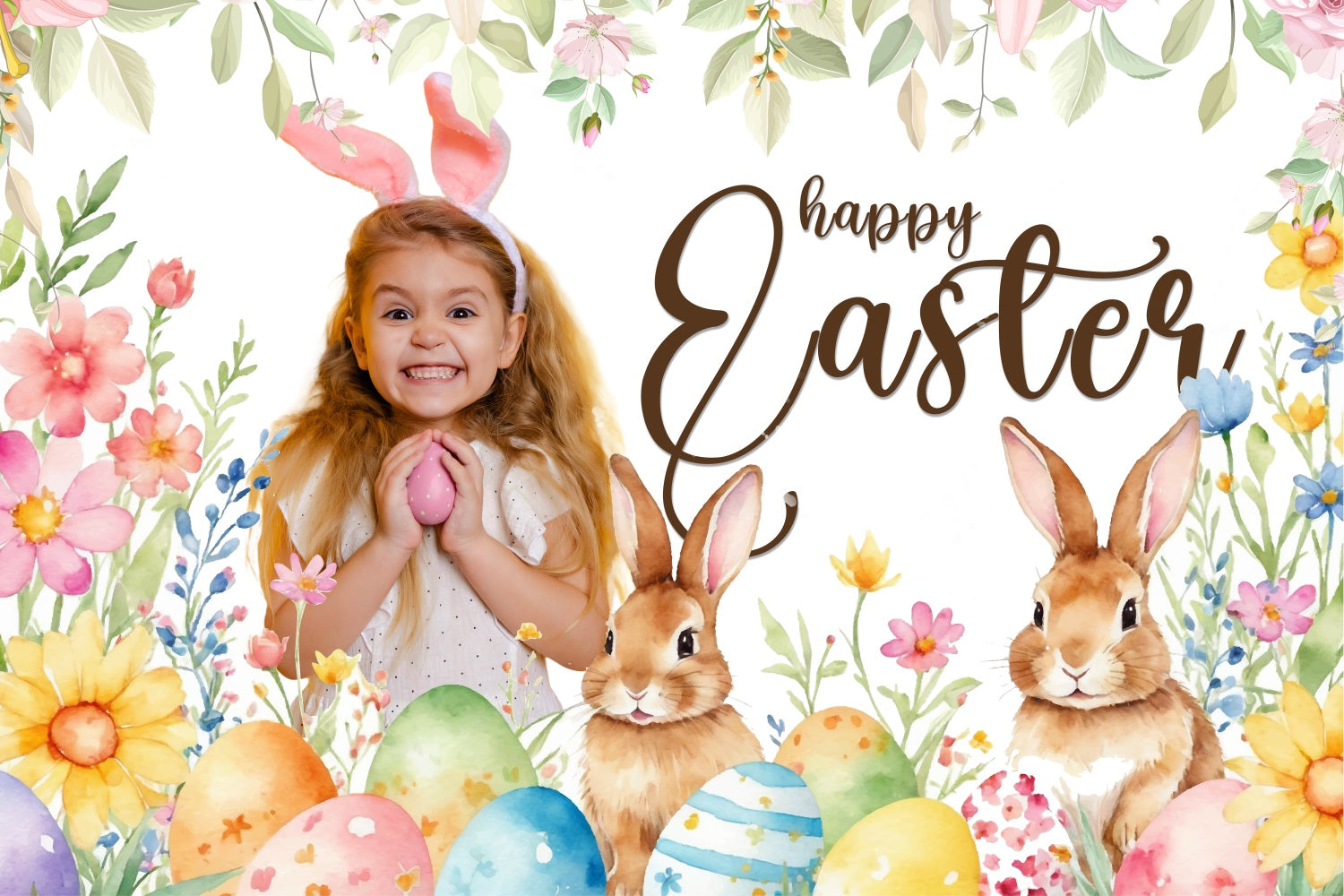 Easter Egg Backdrop Floral Egg Hunt Customized Backdrop BRP3-178