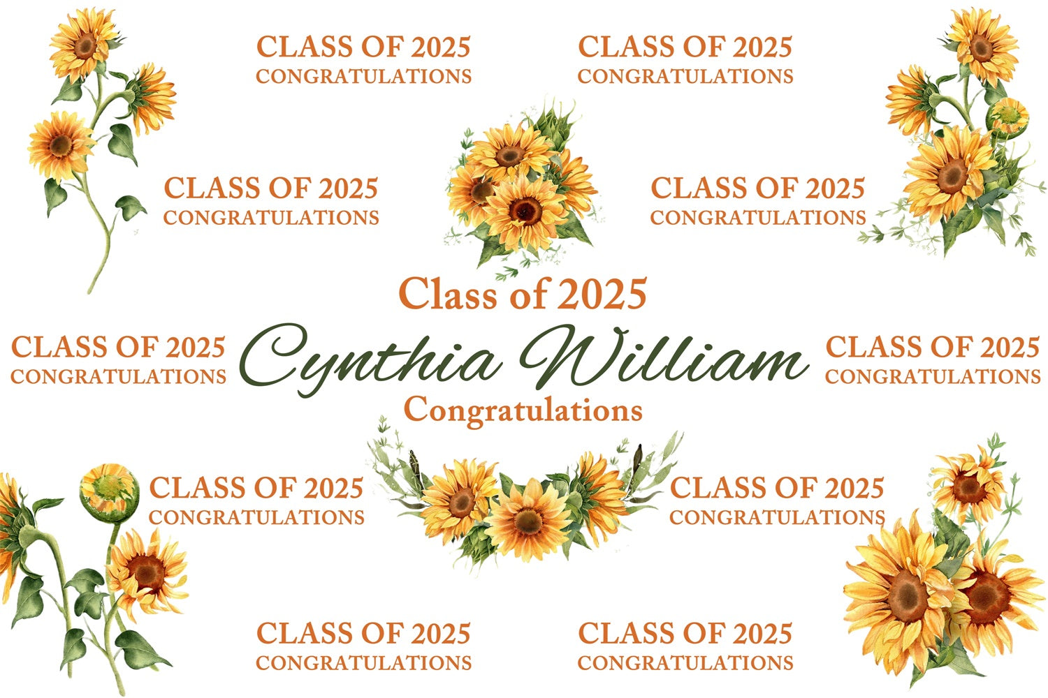 Personalized Graduation Backdrops Chic Sunflower Graduation Party Backdrop BRP3-20