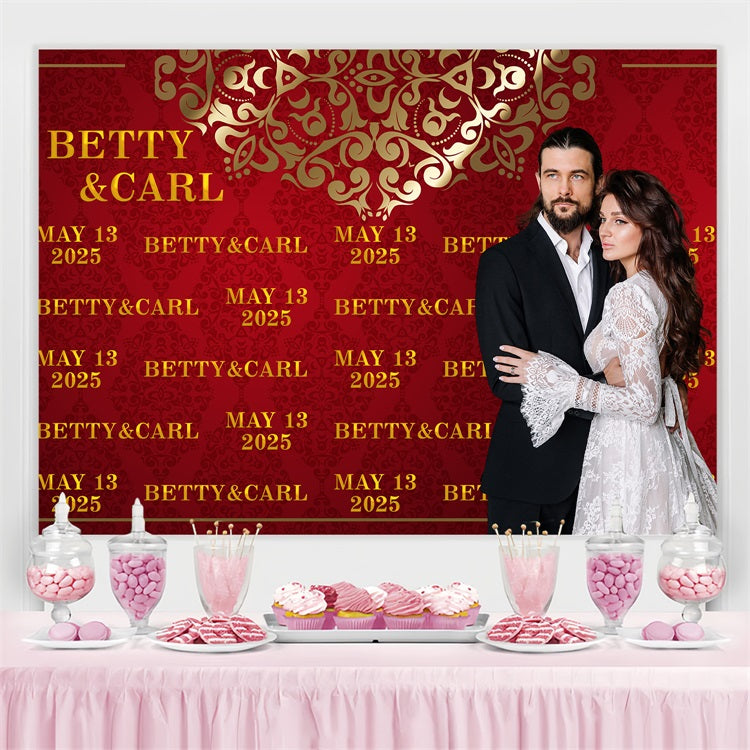 Wedding Backdrop Royal Red Step Repeat Personalized Backdrop BRP3-200