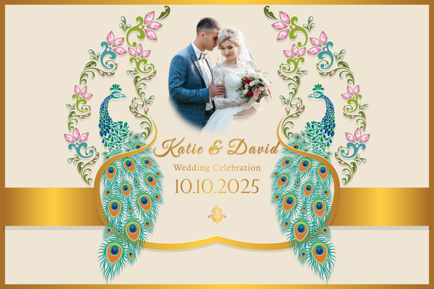 Wedding Backdrop Design Peacock Love Custom Backdrop BRP3-203