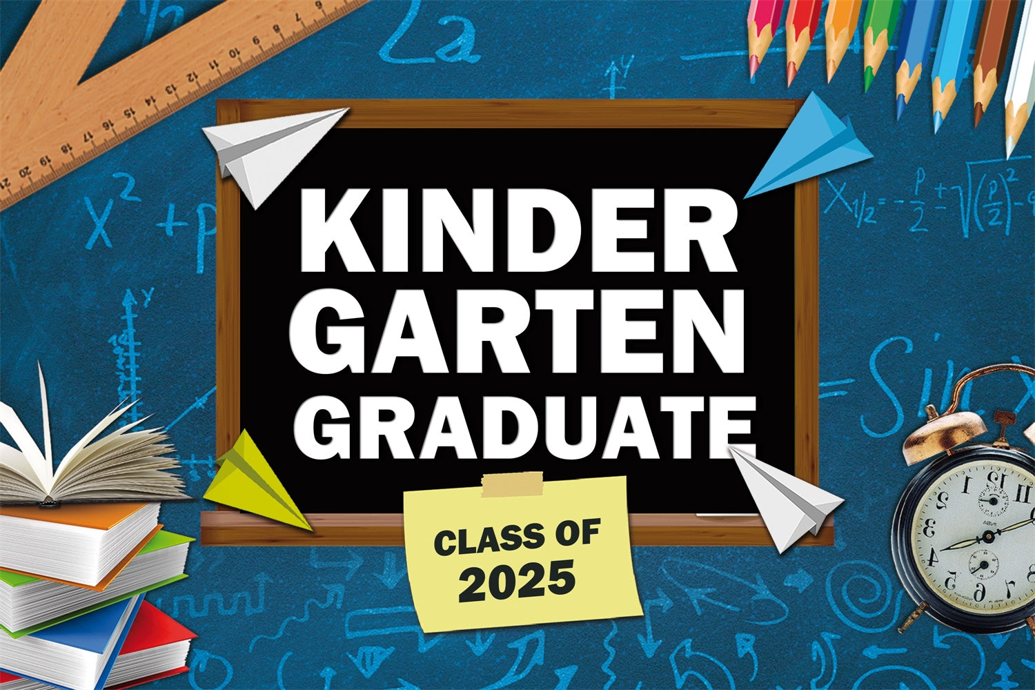 Preschool Graduation Backdrop Paper Plane Kindergarten Graduation Party Backdrop BRP3-21