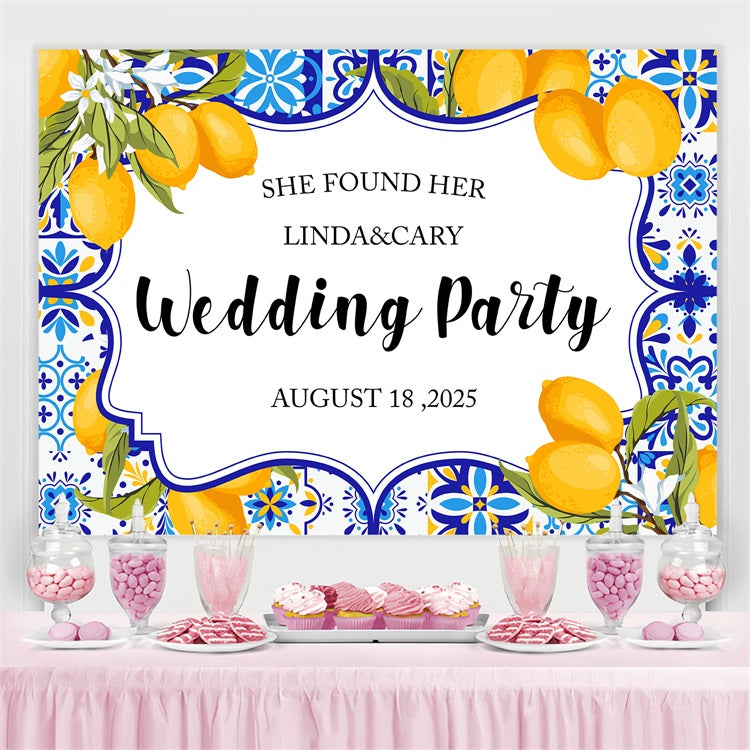 Wedding Backdrop Ideas Lemon Floral Pattern Customized Backdrop BRP3-218