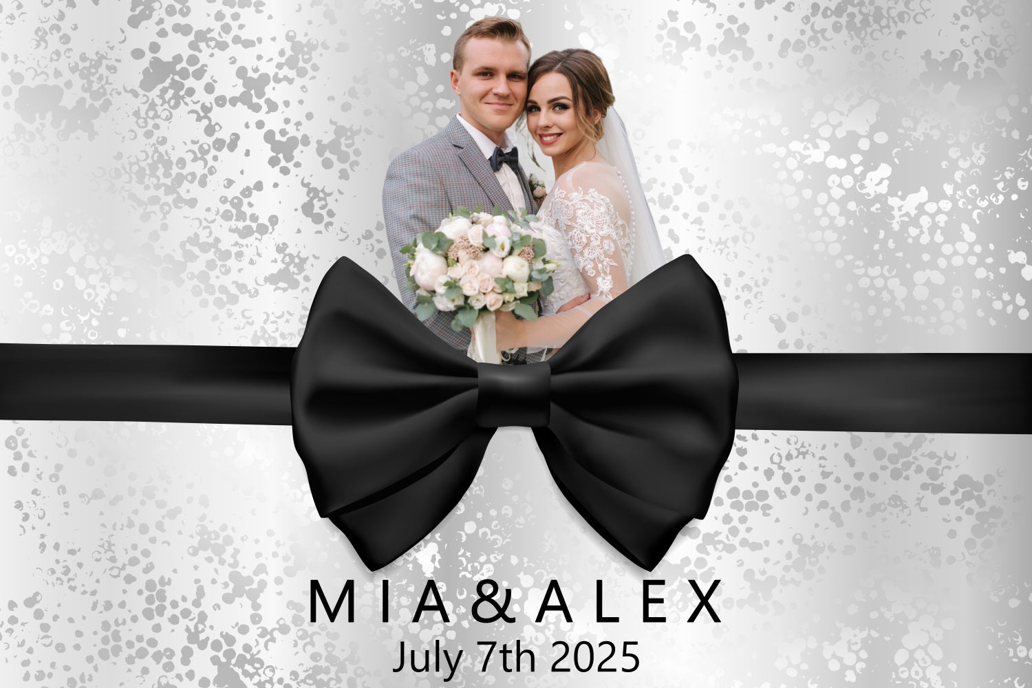 Wedding Photo Backdrops Black Bow Personalized Backdrop BRP3-223