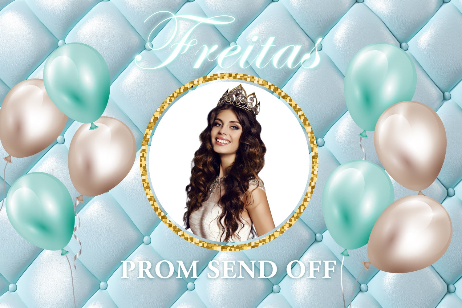 Prom Backdrop Blue Quilted Balloon Customized Party Graduation Backdrop BRP3-229