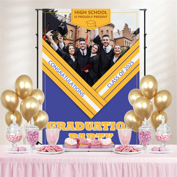 Graduation Backdrop Photoshoot High School Personalized Party Graduation Backdrop BRP3-232