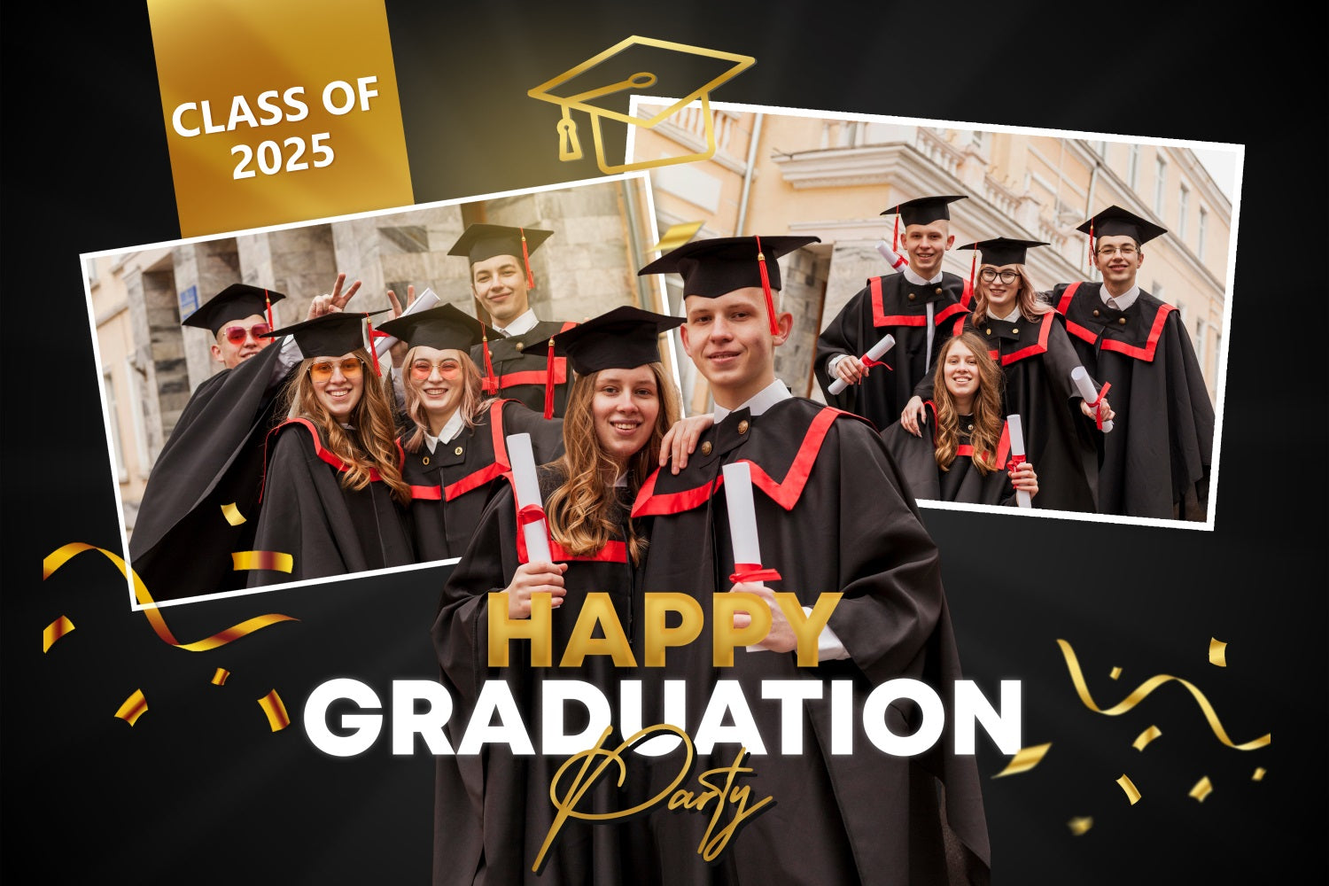 Graduation Picture Backdrop Black Festive Customized Party Graduation Backdrop BRP3-233