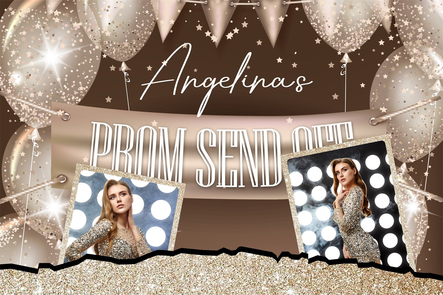 Prom 2025 Backdrop Glitter Balloon Personalized Party Graduation Backdrop BRP3-236