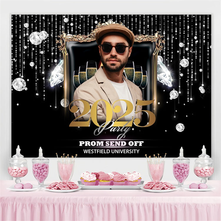 Graduation Photo Backdrop Ideas Diamond Champagne 2025 Personalised Party Graduation Backdrop BRP3-238