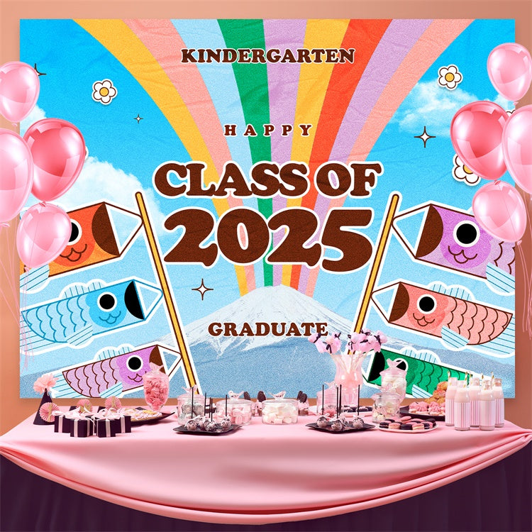 Preschool Graduation Backdrop Colorful Sky Kindergarten Graduation Party Backdrop BRP3-24