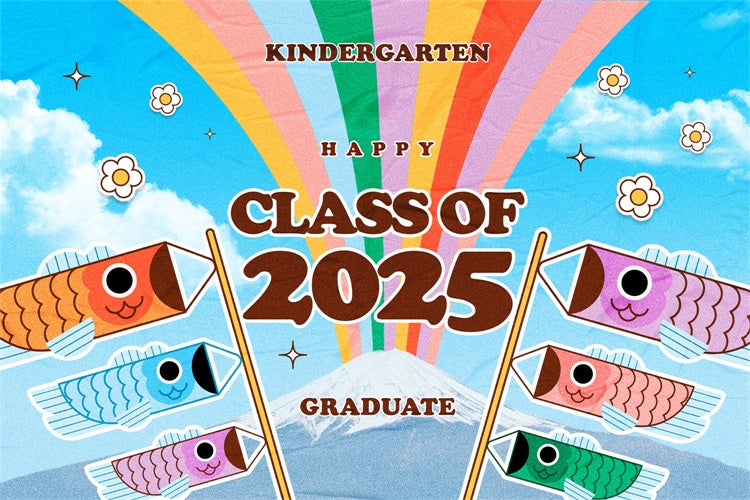 Preschool Graduation Backdrop Colorful Sky Kindergarten Graduation Party Backdrop BRP3-24