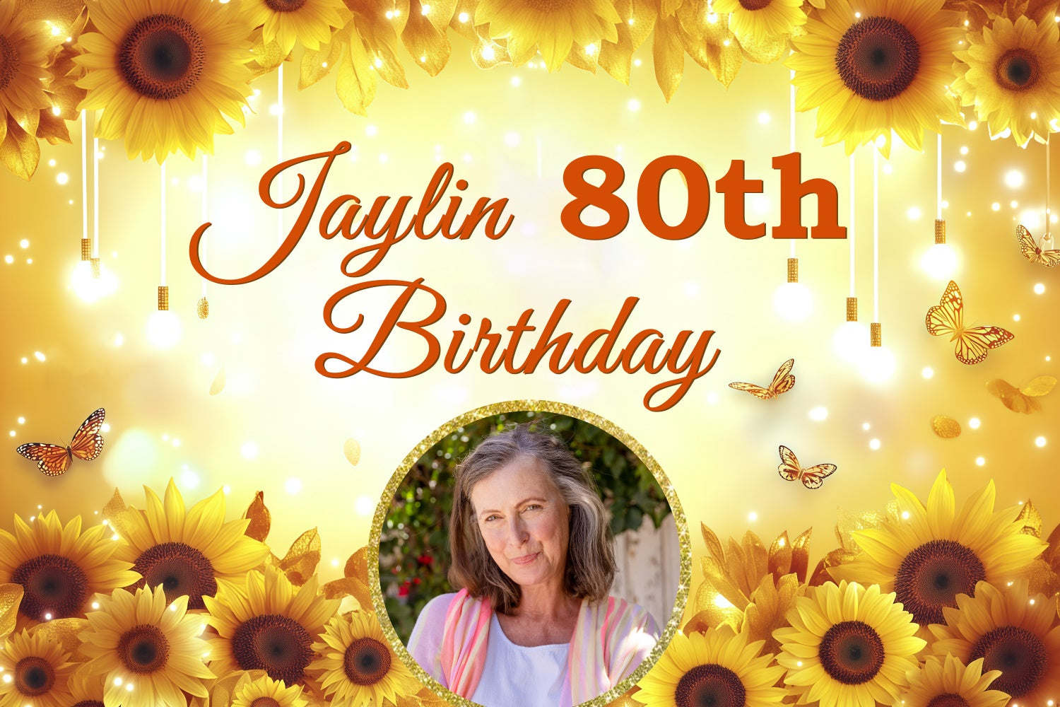 Customized Birthday Backdrop Golden Sunflower Light Glow Backdrop BRP3-248