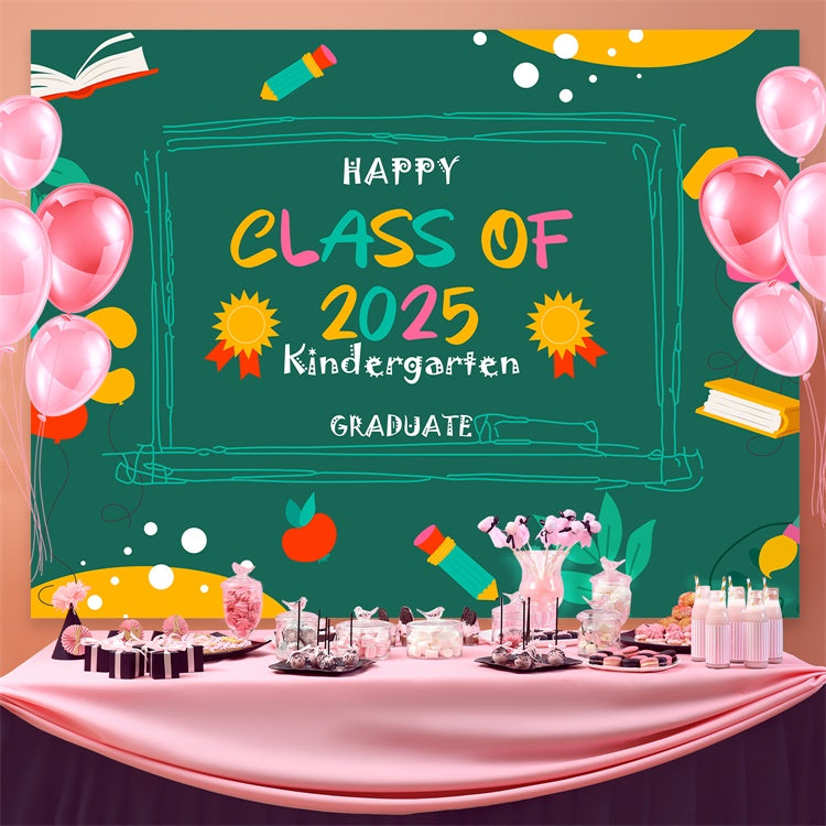 Graduation Backdrop Photoshoot Colorful Chalkboard Graduation Party Backdrop BRP3-25