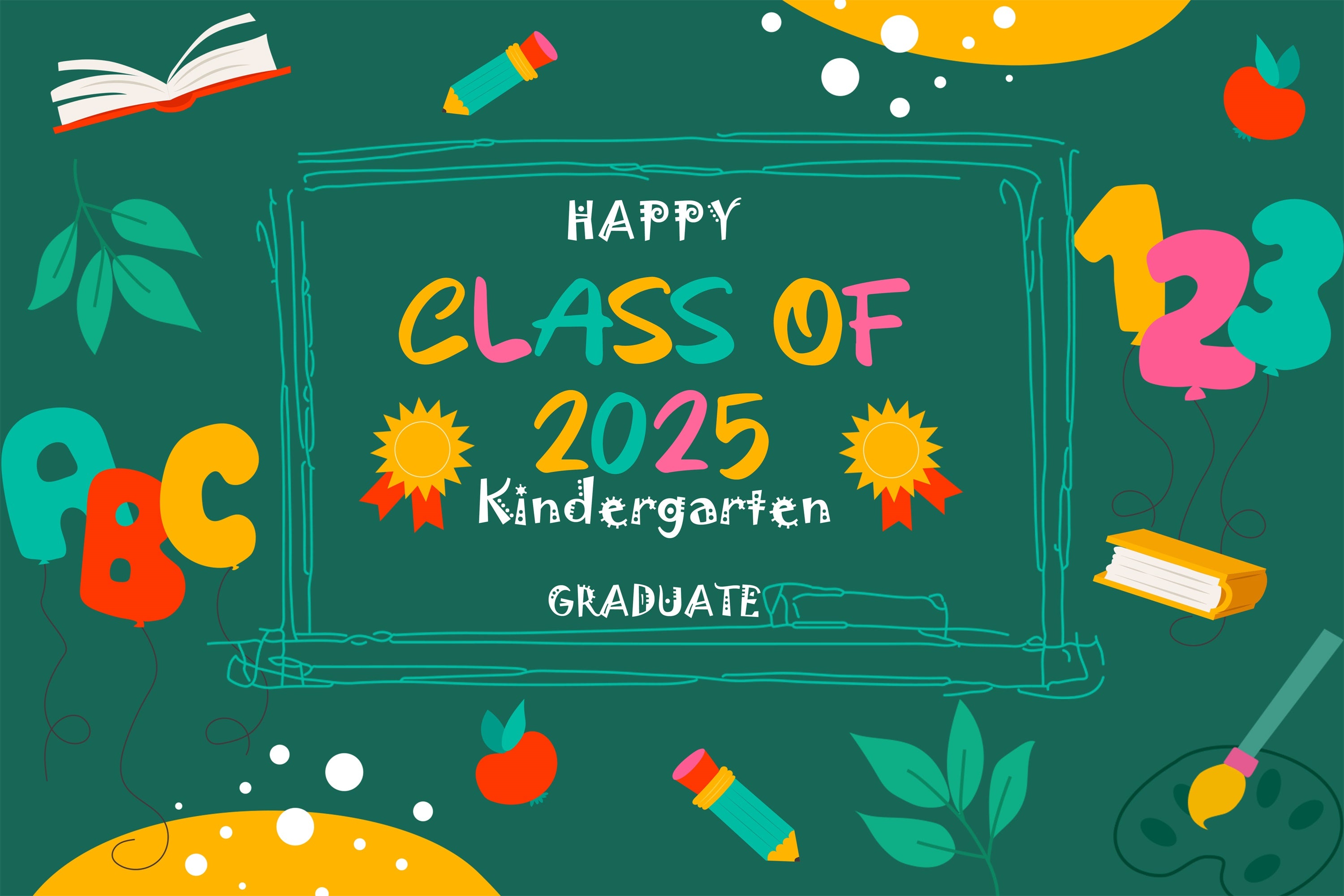 Graduation Backdrop Photoshoot Colorful Chalkboard Graduation Party Backdrop BRP3-25