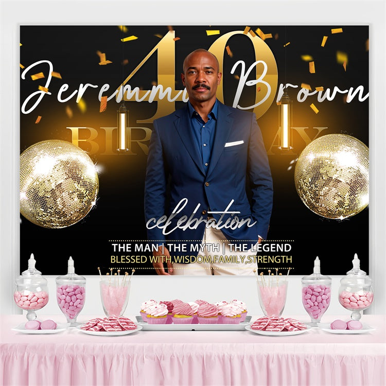 Personalized 40th Birthday Backdrop Disco Ball Elegant Backdrop BRP3-250