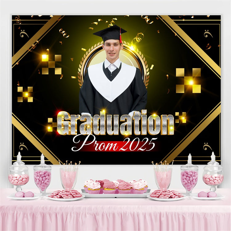 Customized Graduation Backdrop Dazzling Gold Graduation Party Backdrop BRP3-30
