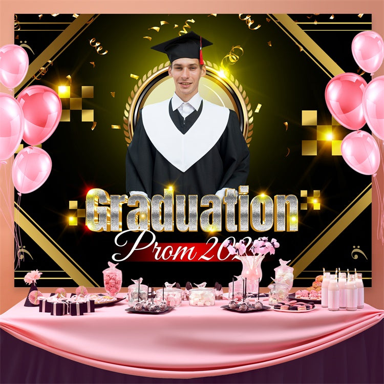 Customized Graduation Backdrop Dazzling Gold Graduation Party Backdrop BRP3-30