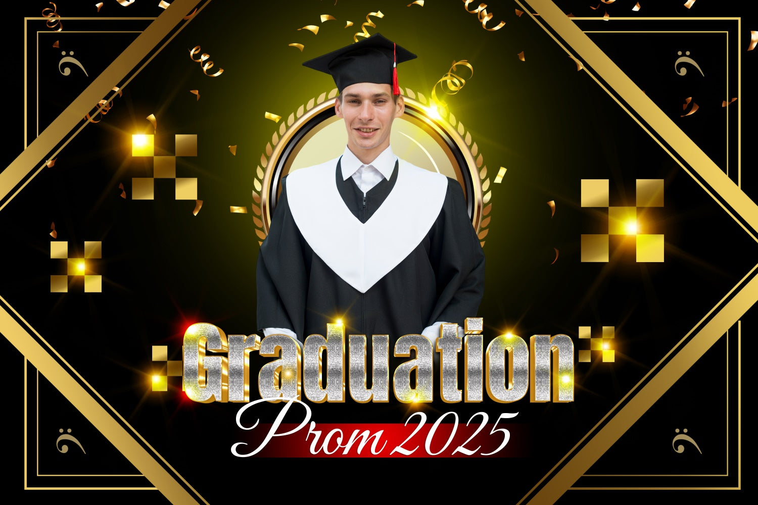 Customized Graduation Backdrop Dazzling Gold Graduation Party Backdrop BRP3-30