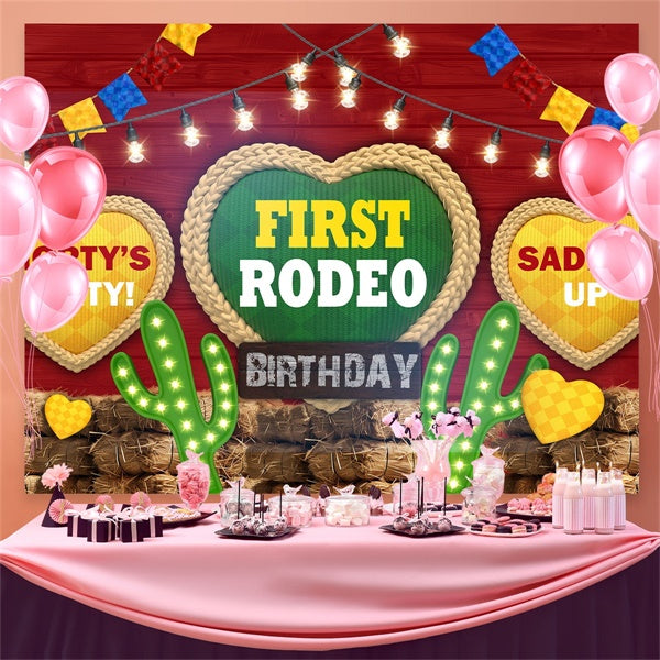 Birthday Backdrop Personalized Wild West Neon Lights Backdrop BRP3-32