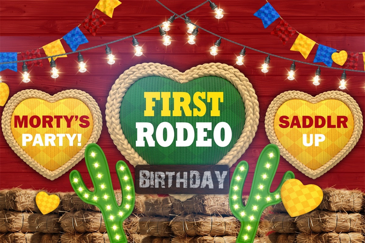 Birthday Backdrop Personalized Wild West Neon Lights Backdrop BRP3-32