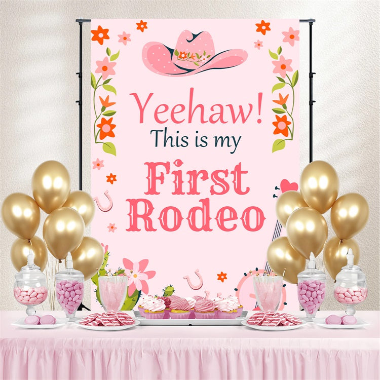 Custom Backdrops For Birthdays Cute Cowgirl Floral Backdrop BRP3-37