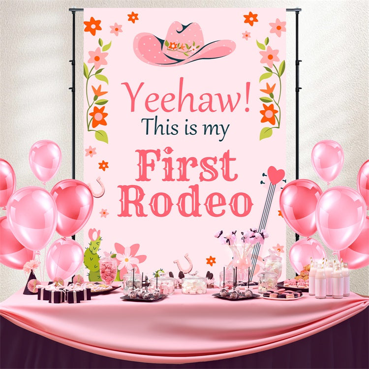 Custom Backdrops For Birthdays Cute Cowgirl Floral Backdrop BRP3-37