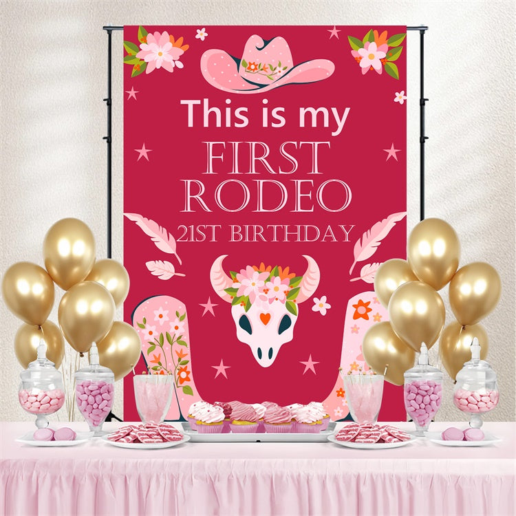 Personalised 21st Birthday Backdrop Cowgirl Boots Party Backdrop BRP3-38