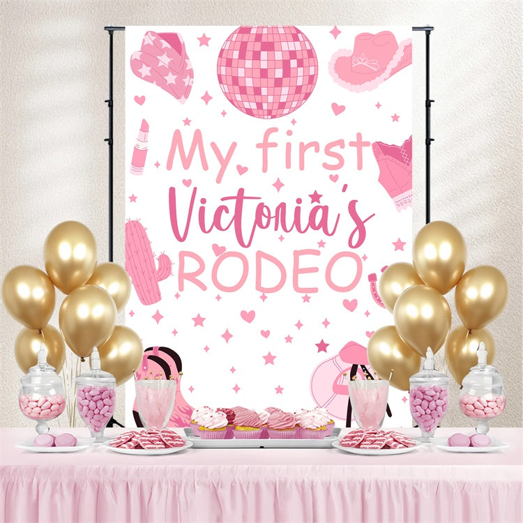 Custom Made Birthday Backdrops Glamorous Pink Cowgirl Backdrop BRP3-40